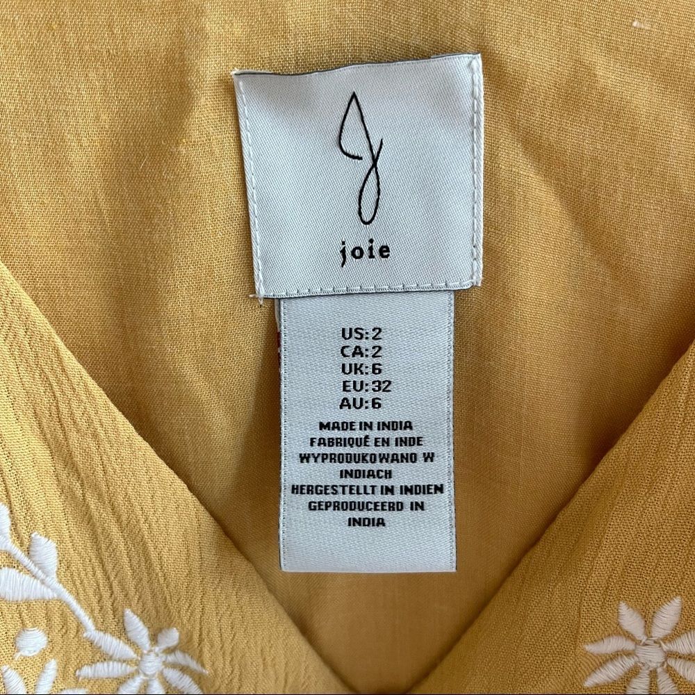 New Joie yellow sleeveless Tiered Maxi Dress Embroidered derail, v-neck - Picture 3 of 10